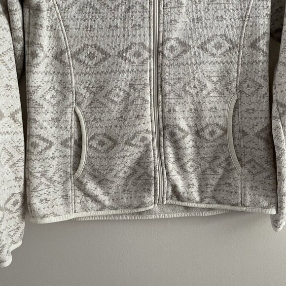 Eddie Bauer Women Sz M Ivory/Tan Aztec Print Full Zip Pocketed Jacket - Picture 4 of 8